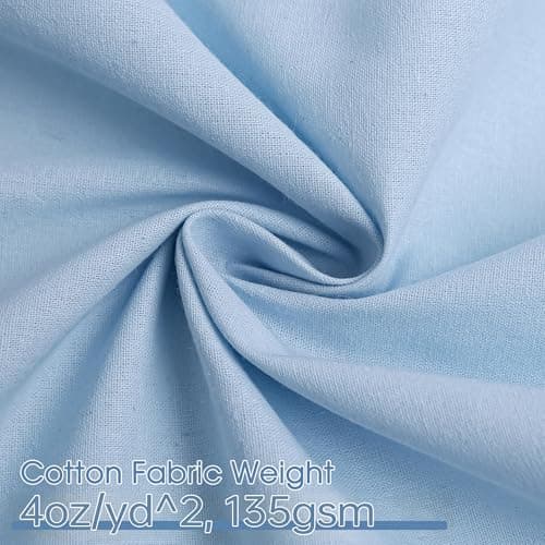 FFPDYBEST Lake Blue Cotton Fabric, Natural 100% Cotton Poplin Fabric by The Yard 59 Inches Wide Lining Fabric for Sewing Apparel Cloth Soft Embroidery Quilting, 1 Yard