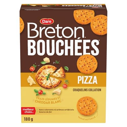 Breton Pizza Bites Crackers - Light, Crispy, and Cheesy Bite-sized Snack Crackers made with Real Veggies and Cheese, For School, Lunch Box, and More, Peanut Free, 180g — view 3