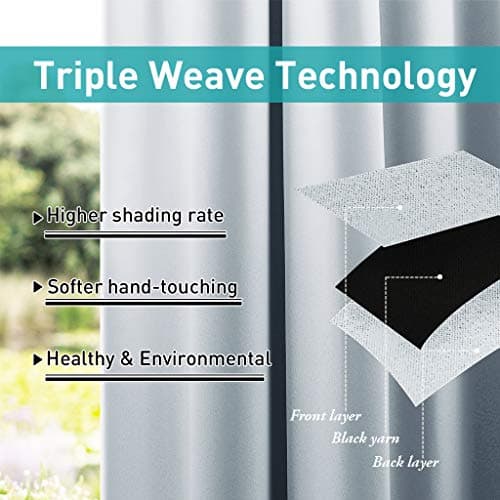 NICETOWN Outdoor Curtains for Patio,Waterproof Detachable Sticky Tab Top Thermal Insulated Blackout Outdoor Drapes for Deck/Gazebo,Set of 2,W52 x L96,Greyish White — view 4