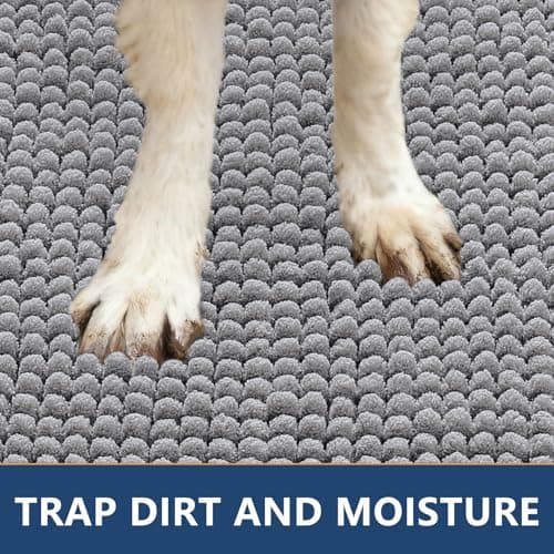 Smiry Dog Door Mat for Muddy Paws 24x16, Low-Profile Doormats, Absorbent Dirt Trapper Non-Slip Washable Front Door Rug for Entryway Indoor, Grey — view 3