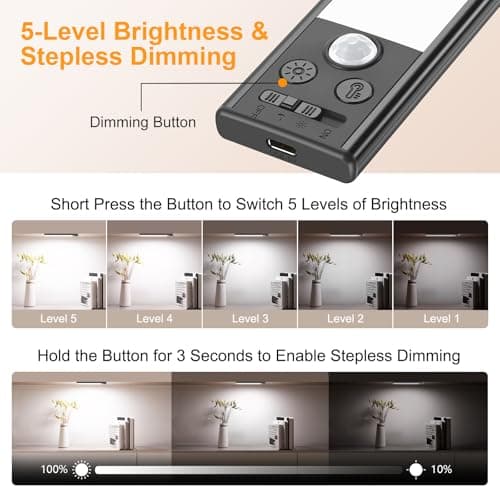 Gritin 10.2inch Under Cabinet Lighting Rechargeable 2 Pack — view 4