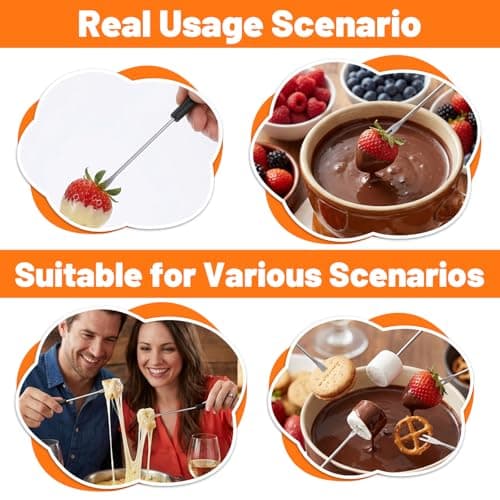 6Pcs Fondue Forks, Stainless Steel 9.1" Fondue Sticks with Heat Resistant Handle Colorful Fondue Skewers Accessories for Chocolate Fountain Cheese Fondue Grill Cake Meat Fruits Marshmallows — view 4