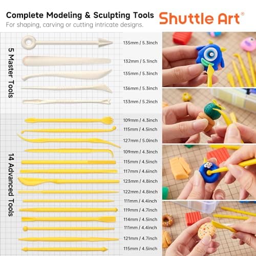 Shuttle Art Polymer Clay Kit, 60 Colors Oven Bake Clay for Kids, 19 Sculpting Tools, 16 Accessories, Non-Sticky, Non-Toxic DIY Crafts for Kids Adults — view 2