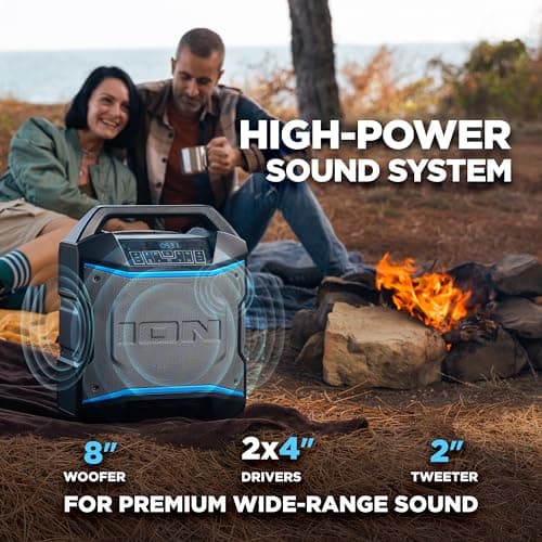 ION Block Rocker - Portable Bluetooth Outdoor Party Speaker with Karaoke Microphone, Battery, 4 Speakers, Radio, USB Port, App, Water-Resistant, 120W — view 2