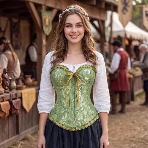 frawirshau Corsets for Women Plus Size Black Corset Sexy Bustier Corset Top Lingerie, Green, X-Large