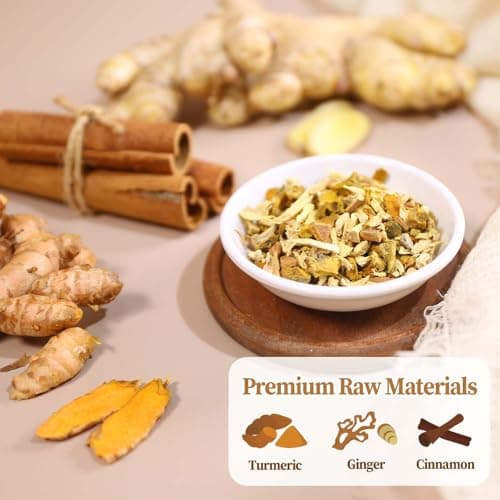 FullChea - Turmeric Ginger Cinnamon Tea Bags, 50 Count, 2g/bag - Premium Turmeric, Ginger, Cinnamon - Non-GMO - Caffeine-free - Aid Digestion & Boost Immunity — view 2