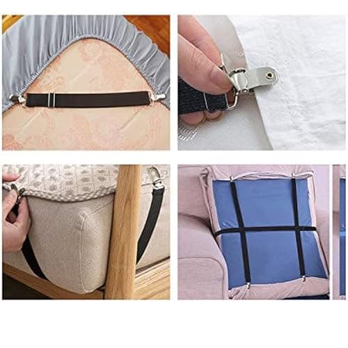 Adjustable Bed Sheet Clips, Sheet Fasteners Holder Straps and Suspender, Gripper, Extend From 21" to 80" Long Style Elastic Fasteners Bands Heavy Duty Suit for Mattress, Sofa, Couch, Recliner and More — view 5
