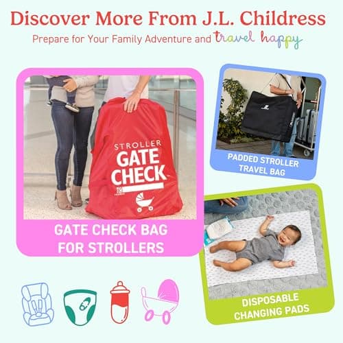J.L. Childress Gate Check Travel Bag for Car Seats - Car Seat Travel Bag for Airplane, Fits All Baby & Infant Carriers, Airport Accessories for Gate Check, Flying Essentials, AirTag Compatible - Red — view 10