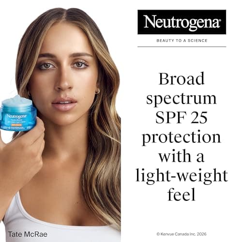 Neutrogena Hydro Boost Gel Cream Face Moisturizer with Sunscreen SPF – Hyaluronic Acid for Hydrated Skin – Fast Absorbing, Oil-Free, Non-Comedogenic 47mL