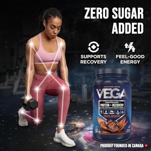 Vega Protein + Recovery, Chocolate – 30g Vegan Protein, Dairy & Gluten Free, Probiotics, NSF Certified, 837g (19 Servings) — view 4