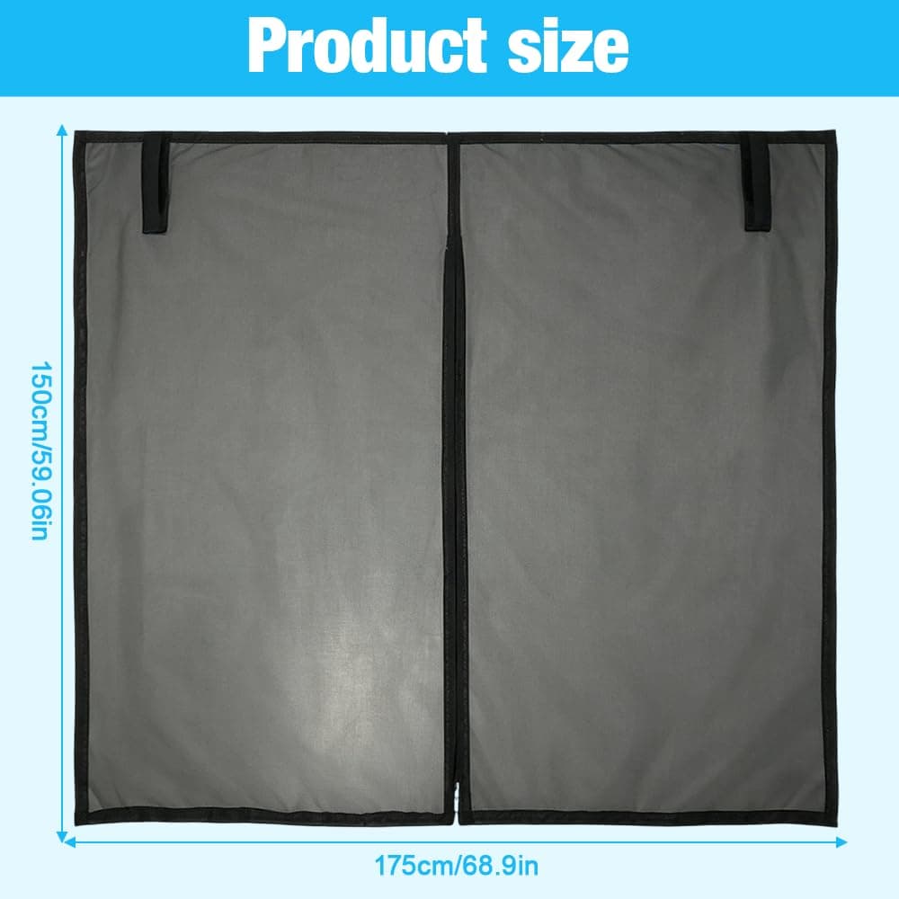 Magnetic Van Bug Nets for VW T5 T6, Magnetic Sliding Door Fly Screen Van, Van Bug Screen Mosquito Net with Central Zipper, Ventilation, Sun Protection, for Camping Travel, 175x150cm — view 5
