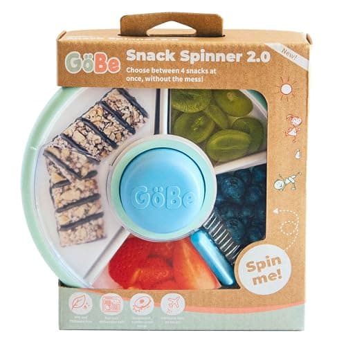 GoBe Kids Small Snack Spinner Slide - Reusable Snack Container with 4 Compartment Dispenser and Lid | BPA/PVC Free | Dishwasher Safe | No Spill - Travel Accessories (Twinberry) — view 3