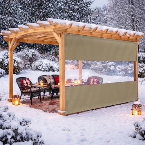 Covers & All Outdoor Clear Panel Curtain, 12 oz Vinyl Outdoor Curtains for Patio, Weather Resistant Waterproof Tarp with Brass Grommets for Pergola, Porch, Gazebos, Balcony (7'H x 12'W Feet, Beige) — view 7