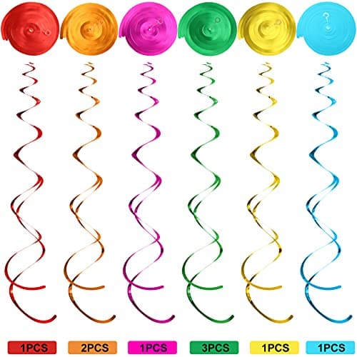 Outus 30 Pieces Hawaiian Luau Birthday Party Hanging Swirl Decorations, Flower Tropical Palm Flamingo Sign Foil Ceiling Decor for Floral Tropical Party Summer Beach Pool Tiki Supplies(Summer) — view 4