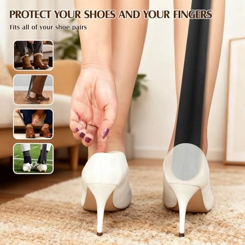 ZOMAKE Shoe Horn Long Handle,Metal Long Shoehorn for Seniors Men Women,16.5" Boot Shoes Horn Chausse Pied(A Black) — view 5