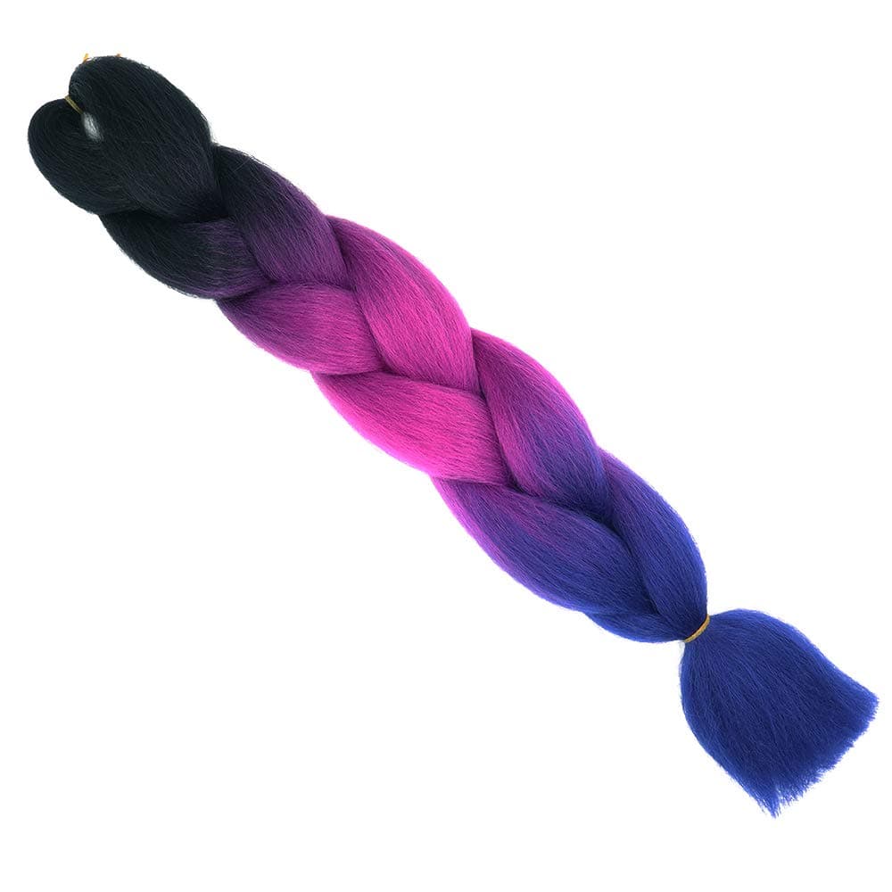 24" Braiding Hair Extension Jumbo Braids Synthetic 3bundles/pack Crochet Hair Afro Box Braid Heat Resistent (Dark Purple) — view 149