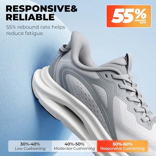 ALLSWIFIT Men's Slip On Stability Support Walking Shoes Coushioning Non Slip Breathable Comfortable Cross Trainer Workout StediCore Running Gym Fashion Sneaker,Size 10.5,Grey,SARS26011M — view 5