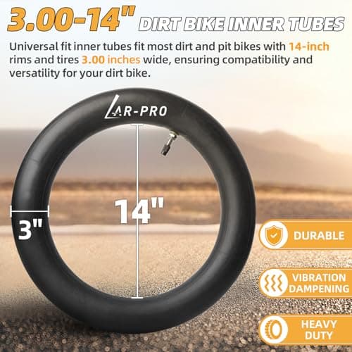 AR-PRO 3.00-14 Dirt Bike Inner Tubes with TR4 Straight Valve, Heavy Duty 90/100-14 Rear Motorcycle Inner Tube for 110cc 125cc 140cc Dirt Pit Bike Tires (1-Pack)