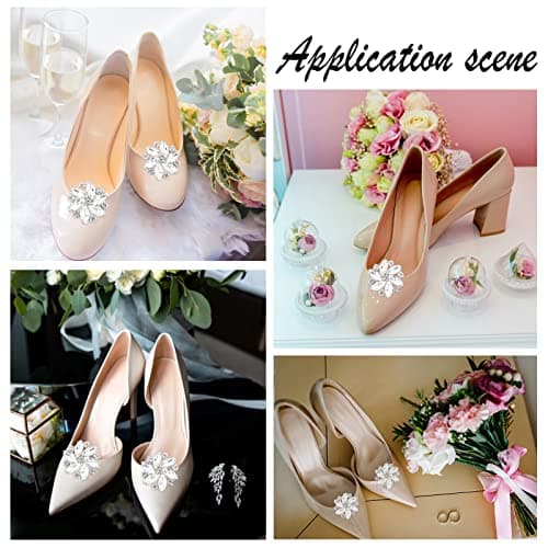 FINGERINSPIRE 2Pcs Crystal Shoe Clips Rhinestone Crystal Metal Shoe Clips Wedding Bridal Shoe Buckles Elegant Rhinestones Flower Clips for Jewelry Shoes Clothing Bags Hats Decor, Alloy+Rhinestone, — view 6