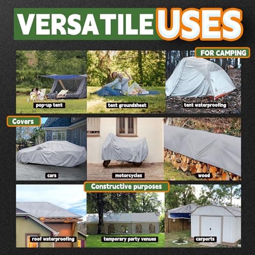 RAINDEWAY Tarps 8x10 Feet, 5.5 Mil - Multipurpose Waterproof Poly Tarp Cover with Metal Grommets and Reinforced Edges, Silver/Blue Tarp — view 7