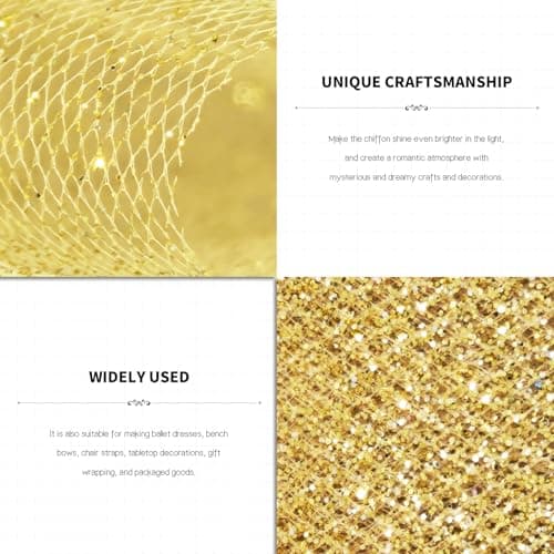White Glitter Tulle Fabric Rolls, 6" x50yd, for DIY Tutu Skirt & Wedding — view 2