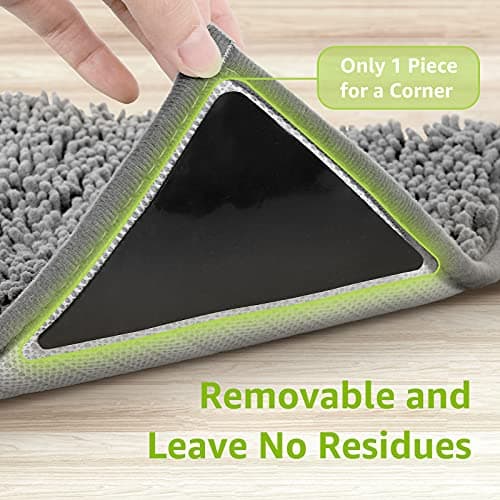 Rabenda 12 Pcs Rug Tape, Non Slip Rug Pads Grippers for Hardwood Floors and Tiles, Reusable Carpet Tape for Area Rugs, Double-Sided Adhesive Rug Stickers Keep Corners Flat (Black) — view 4