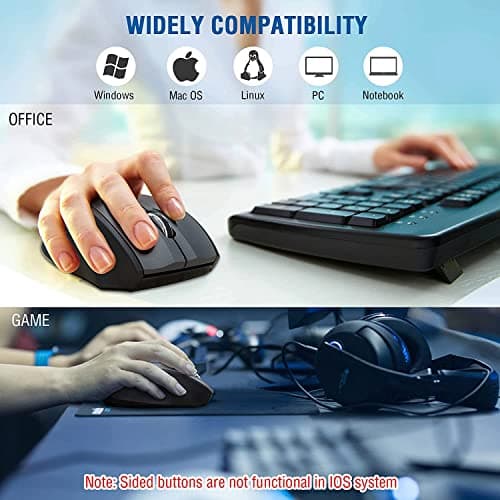 E-YOOSO Wireless Mouse for Laptop, Portable Optical Computer Mouse, 6 Buttons, Cordless 2.4GHz with USB Receiver, 5-Level 4800 DPI, 18 Months Battery Life for PC Chromebook Windows Mac — view 4