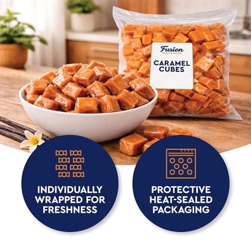 Caramel Cubes Candy, 1 Pound Bulk Bag, Individually Wrapped, Approx 75 Ct — view 3