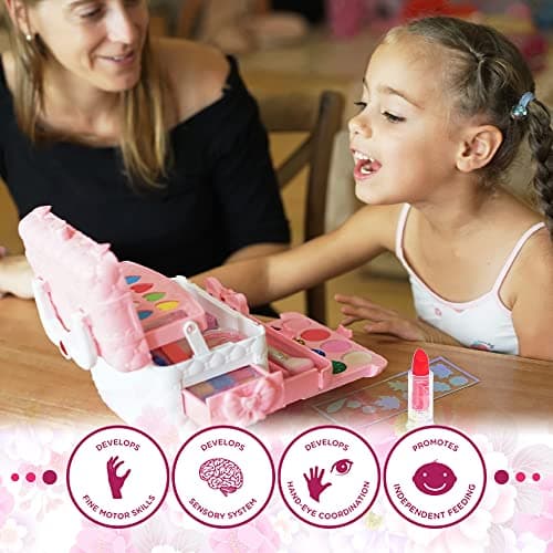 Kids Makeup Kit Toys for Girls - Kids Toys Washable Real Girls Make Up Set Princess Little Girl Makeup,Children Pretend Play Makeup Set Toddler Girls Toys for Age 3-12 Christmas Birthday Gifts