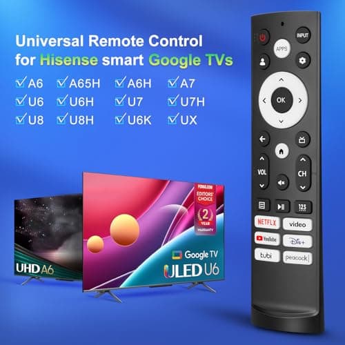 for Hisense-TV-Remote-Control-Replacement,Universal-for Hisense Smart Google UHD 4K ULED Google TVs ERF3M90H