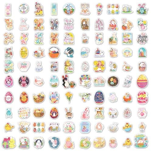Holographic Easter Stickers for Kids, 100PCS Egg Bunny Stickers for Kids -Easter Egg Stuffers - Vinyl EasterEgg Games Crafts Activities Party Favors Basket Stuffers - Kids Gifts for Boys Girls — view 4