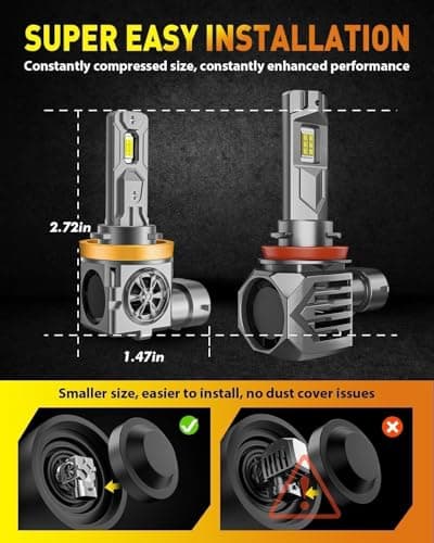 Termitor Upgraded H11 9005 Light Bulbs Combo, 100,000LM Super Bright H9 H8 Bulbs, 85000+Hrs Long Life, 1:1 Halogen Fit Plug-N-Play H9 H8 HB3 Off Road Lights, 6500K White, Pack of 4 — view 4