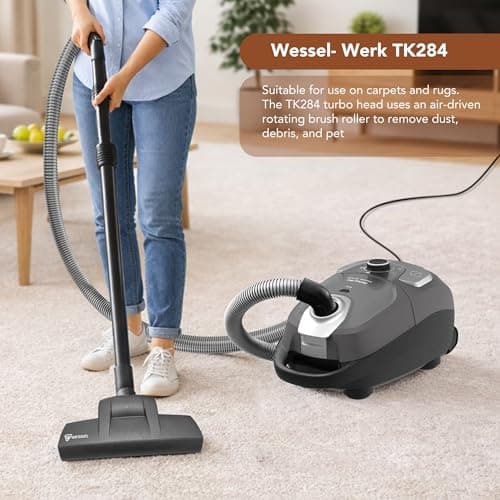 Akitas C11WT Bagged Canister Vacuum Cleaner, Wessel Turbo Brush for Pet Hair (Cat & Dog), HEPA Filtration, 33ft Cleaning Radius, with Retractable Cord and Wide Parquet Brush — view 3