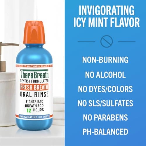 TheraBreath Fresh Breath Mouthwash, Icy Mint Flavor, Alcohol-Free, 16 Fl Oz (Pack of 2) — view 5