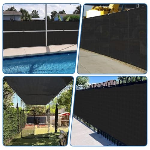 TANG Fence Privacy Screen Black 4 Feet x 12 Feet Outdoor Shade Cloth with Grommets, 150 GSM Temporary Fence Cover with Zipties Mesh Netting Fences Blockage for Backyard Garden Patio Chain Link — view 5