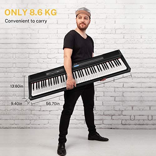 Donner DEP-20 Beginner Digital Piano 88 Key Full Size Weighted Keyboard, Portable Electric Piano with Sustain Pedal, Power Supply — view 2