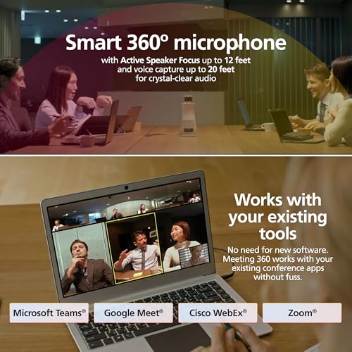 RICOH Meeting 360-360° Conference Room Camera - AI-Powered - Active Speaker Focus - USB-C Bus Powered - Zoom Certified - Works with Microsoft Teams, Google Meet, Cisco Webex — view 4