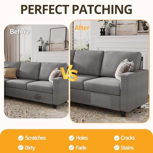 Fabric Repair Tape, Self-Adhesive Couch Patch Repair Fabric Patches for Furniture, Couch Repairing Kit Tape for Upholstery, Carpets, Chairs, Sofas, Pillows Linen 4x80 Inch Dark Grey — view 3