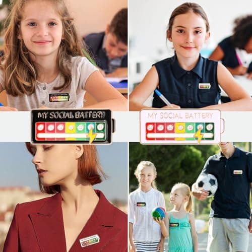 Social Battery Pin 2 Pcs My Social Battery Badge Mood Conversion Pins for 7 Days Badges Display Cute Creative Expression Pin Brooch for Introverts Interactive Men Women Gift — view 6