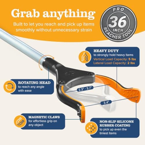 EZPIK® PRO 36" Long Reach Grabber Tool for Elderly - 90 cm Folding Magnetic Pick Up Stick - Grabber Stick for Disabled with Rotating Head — view 4