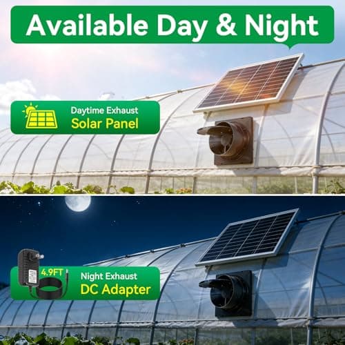 Solar Exhaust Fan 2-in-1 with DC Adapter,Large Solar Panel 3000 RPM High Speed Ventilation Fan,Waterproof with Auto Shutter for Continuous Airflow for Shed,Chicken Coop,Greenhouse,Dog House — view 3