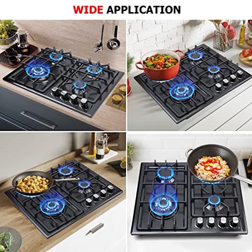 FORIMO Gas Cooktop 22Inch，Built in Gas Cooktop 4 Burners Stainless Steel Stove with NG/LPG Conversion Kit Thermocouple Protection and Easy to Clean — view 7