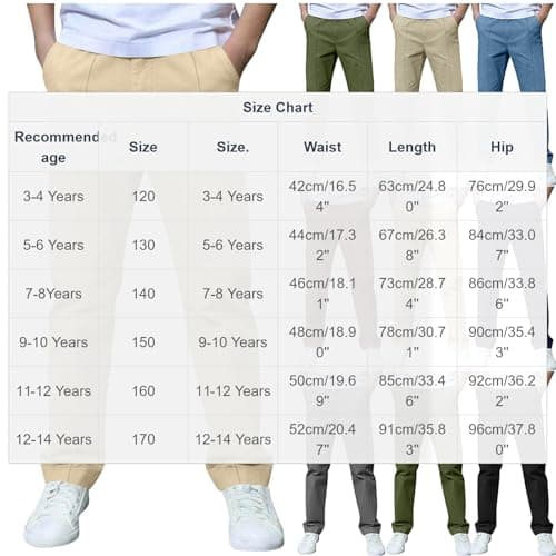 Boys Pants Elastic Waist Trousers Youth Chinos Trousers Pull On Relaxed School Uniform Pants Comfort Twill Pants Khaki — view 3