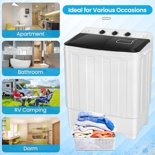 Nictemaw Portable 30Lbs Twin Tub Washing Machine Washer and Dryer Combo, Compact Laundry Machine with Drain Pump, Time Control, Semi-Automatic 19Lbs Washer and 11Lbs Spinner for Apartment Dorms RV — view 3