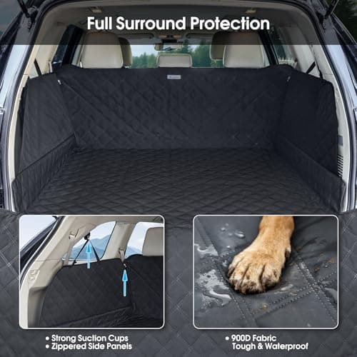 ALLANSING SUV Cargo Liner for Dogs - Heavy-Duty 900D Oxford Waterproof Pet Cargo Protector with 3-Sided Zippered All-Round Protection & TPU Suction Cups, Fits Midsize & Large SUVs and Minivans — view 3