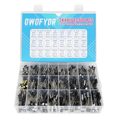 500PCS Electrolytic Capacitor Kit, 24 Values 0.1μF-1000μF with Case