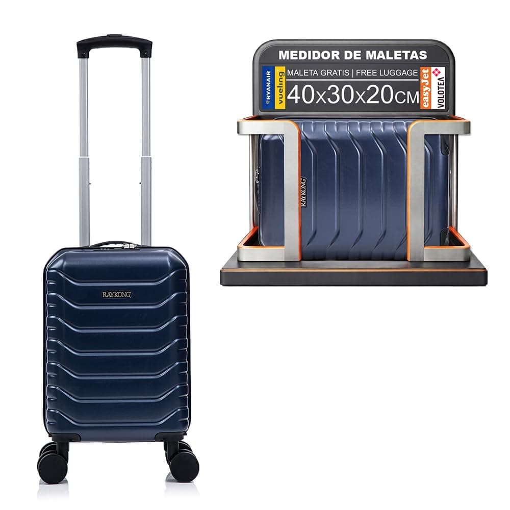 RAYKONG Maleta de Cabina ABS 40x30x20(24L)|Capacidad Maxima| Equipaje de Mano con Ruedas Desmontables para Ryanair | Vueling | EasyJet - AzulMarino