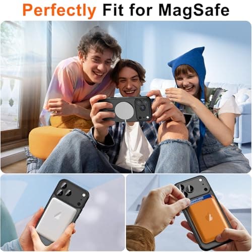 ZOZDOKG for iPhone 17 Pro Case with Privacy Screen Protector and Camera Protection, Compatible with MagSafe Magnetic Translucent Matte Shockproof Phone Protective Cover for iPhone 17 Pro, Black — view 3