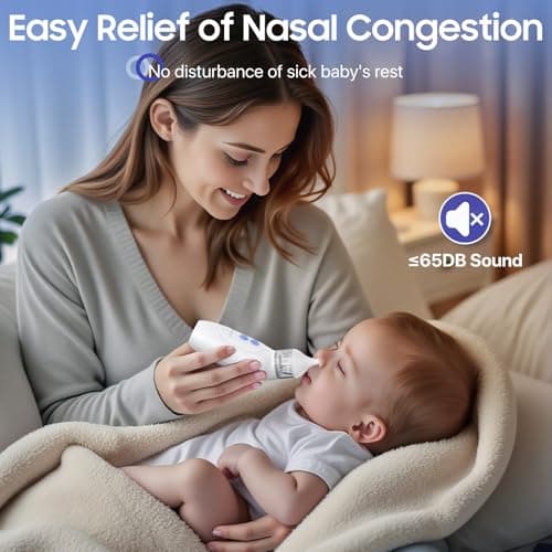 Nasal Aspirator for Baby, Blocked Nose Relief, Electric Baby Nose Sucker with Larger Suction Chamber and More Powerful Suction with 4 Silicone Tips Suitable for Newborns and Babies White — view 5