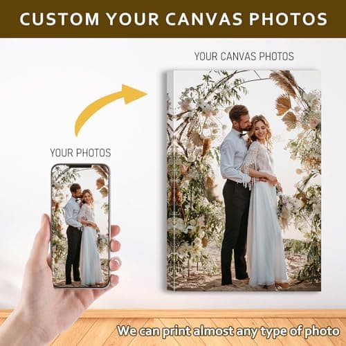 Custom Canvas Prints with Your Photos - Personalized Pictures Print, Customized Photo Gifts, Wall Art Poster Canvas Printing for Wedding, Family, Baby, Pets, Home Office Decor, Wrapped Frame 8x12 — view 3